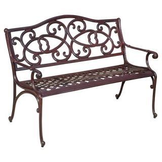 Christopher Knight Home McKinley Cast Aluminum Patio Bench   Brown