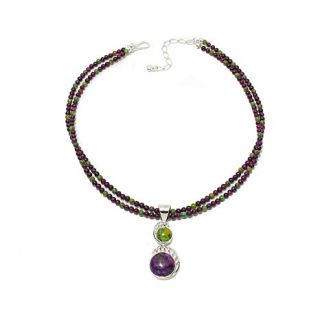 Jay King Lemon Lime and Purple Turquoise Sterling Silver Pendant with 18" Neckl   7607357
