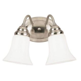 Westinghouse 2 Light Interior Brushed Nickel Wall Fixture with White Opal Glass 6461700