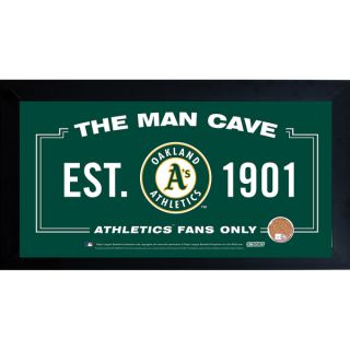 Oakland Athletics Man Cave Framed 10x20 Sign w/ Authentic Game Used