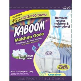 Kaboom 17 oz. Moisture Gone Clean Linen Scent Hanging Bag Moisture Absorber (3 Pack) 6072LHBHD