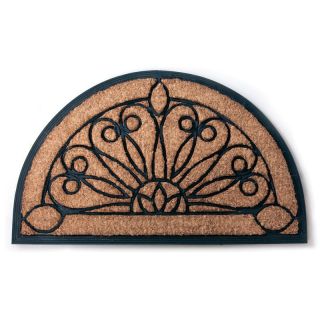 Tulips Half Moon Recycled Rubber & Coir Doormat   Doormats