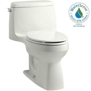 KOHLER Santa Rosa Comfort Height 1 piece 1.28 GPF Single Flush Compact Elongated Toilet with AquaPiston Flush in Dune K 3810 NY