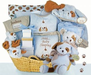 Cashmere Bunny Personalized Puppy Love Moses Basket   Gift Baskets by Occasion
