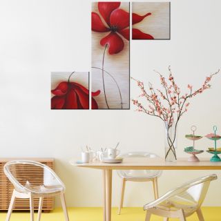 Red Flowers 255 Hand painted Canvas Art Set   Shopping