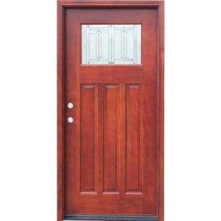 Pacific Entries 36 in. x 80 in. Craftsman 1 Lite Stained Mahogany Wood Prehung Front Door M31DBMR