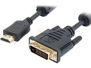 Coboc EA HD2DVI 15 BK 15 ft. Black HDMI A Male to DVI D (24+1) Male 30AWG High Speed HDMI to DVI D Adapter Cable w/ Ferrite Cores M M