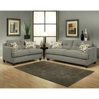 Furniture of America Nicolas 2 piece Micro Denier Fabric Sofa and Loveseat Set Gray