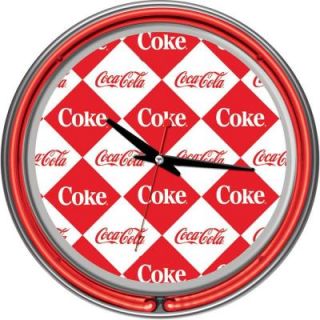 Trademark Global 14 in. Coca Cola Checker Neon Wall Clock coke 1400 v10