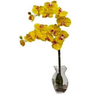 Nearly Natural Phalaenopsis Orchid with Vase Arrangement in Yellow 1295 YL