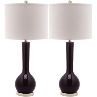 Safavieh Mae 30.5 in. Dark Purple Long Neck Ceramic Table Lamp (Set of 2) LIT4091K SET2