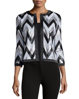 Michael Simon Zigzag Sequined Jacket, Petite