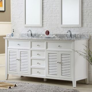 Direct Vanity 70 inch Pearl White Shutter Double Vanity Sink Cabinet
