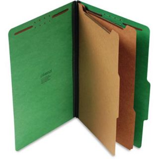 Universal Pressboard Classification Folders, Legal, 6 Section, Emerald Green, 10/Box
