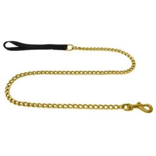 Platinum Pets 4 mm No Bite Coated Steel Dog Leash with Black Nylon Handle in Gold NL4MMGLD