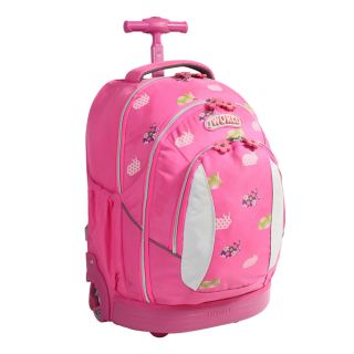 World Pink Rabbit 17 inch Kids Ergonomic Rolling Backpack