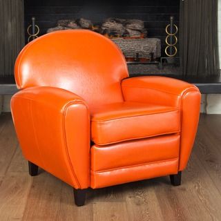 Oversized Burnt Orange Leather Club Chair