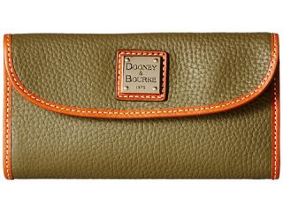 Dooney & Bourke Pebble Leather New SLGS Continental Clutch Olive/Tan Trim