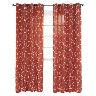 Home Inas Embroidered Curtain Panel   108   Rust