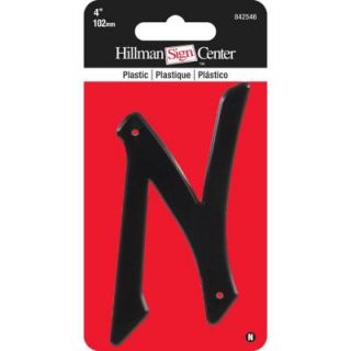 The Hillman Group 4 in. Black Plastic Letter N 842546