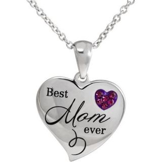 Connections from Hallmark Stainless Steel "Best mom ever" Purple Crystal Pendant