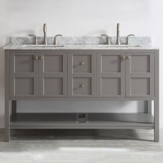 Vinnova Florence 60 inch Grey Mirrorless Double Vanity with Carrera