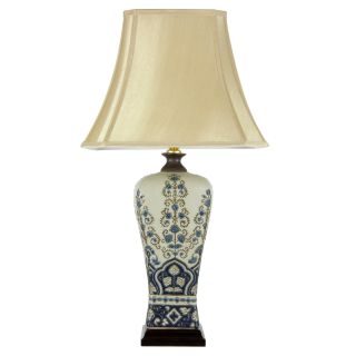 Oriental Furniture Fleur de Lis Design Porcelain Table Lamp   Table Lamps