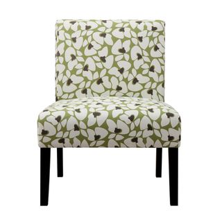 Portfolio Niles Apple Green Modern Floral Armless Accent Chair