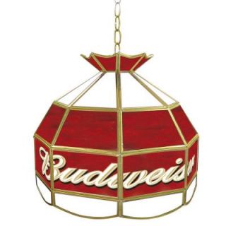 Trademark Global Budweiser 16 in. Brass Hanging Tiffany Style Billiard Lamp AB1600 BUD