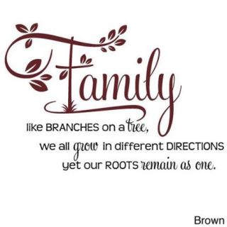 'Family, Like Branches on a Tree" Two tone Vinyl Wall Decal Brown