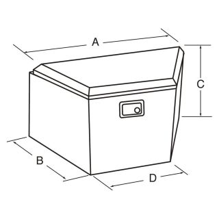 Locking Steel Trailer Tongue Box — 16in.W (Front) x 34in.W (Back) x 21in.D x 18in.H, White