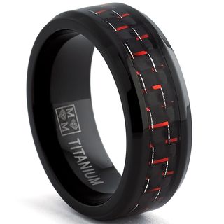 Oliveti Black Plated Titanium Mens Black and Red Carbon Fiber Comfort