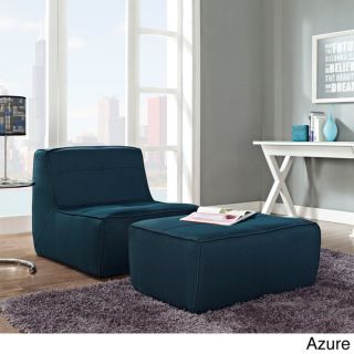 Align 2 piece Upholstered Armless Chair and Ottoman Set