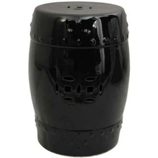 18 in. High Solid Black Lacquered Porcelain Garden Stool