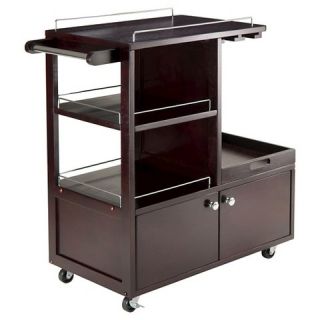 Galen Entertainment Cart with Serving Tray   Espresso   Winsome