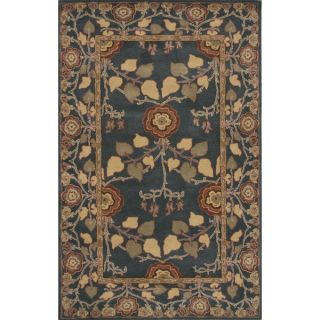 Hand tufted Transitional arts/ Crafts Pattern Blue Rug (5 x 8)