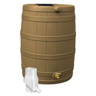Rain Wizard 50 Gallon Khaki Plastic Rain Barrel with Diverter and Spigot