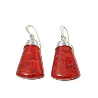 Jay King Fan Shape Red Coral Sterling Silver Drop Earrings   7888336