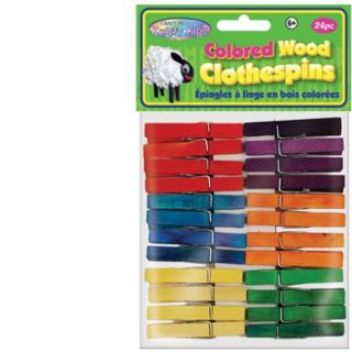 Wood Clothespins Colored 1.875" 24/Pkg
