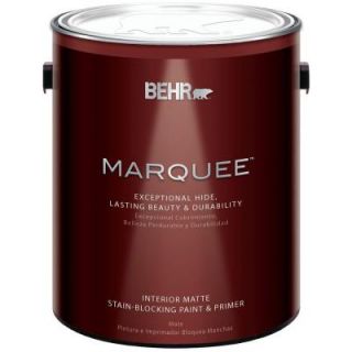 BEHR MARQUEE 1 gal. Ultra Pure White Matte Interior Paint with Primer 145001