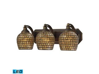 Elk 3 Light Vanity in Aged Bronze and Gold Mosaic Glass   570 3B GLD LED
