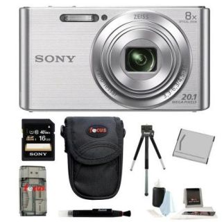 Sony DSCW830 20.1 Digital Camera with 2.7 Inch LCD (Silver) Gadget Kit