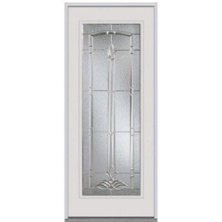 Milliken Millwork 34 in. x 80 in. Bristol Decorative Glass Full Lite Primed White Steel Replacement Prehung Front Door Z001484R