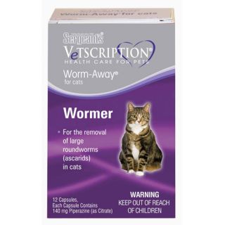 SERGEANTS PET CARE PROD Cat Vetscription Worm Away, 12 Ct.