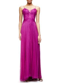 Catherine Deane Sleeveless Twisted Bodice Silk Tulle Gown