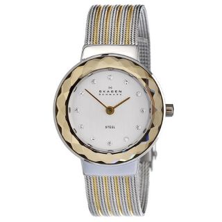 Skagen Womens 430SSRX Two tone Stainless Steel Crystal Dial Watch