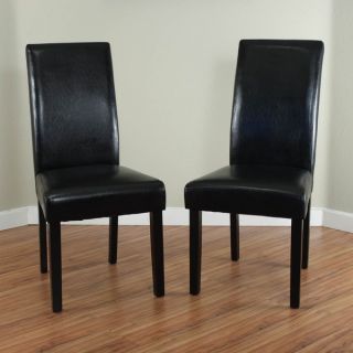 Livorna Faux Leather Black Curved back Dining Chairs (Set of 2)