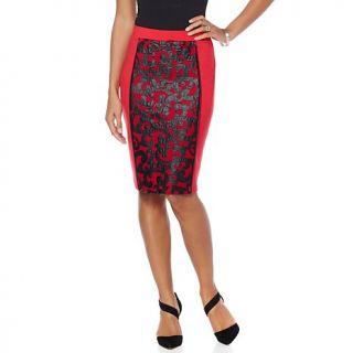 Wendy Williams Faux Leather and Mesh Pencil Skirt   7860230