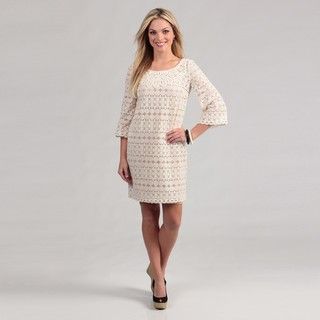 Muse Womens Ivory Crocheted Overlay Dress FINAL SALE