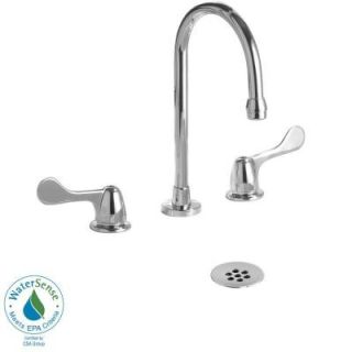 Delta Commercial 8 in. Widespread 2 Handle High Arc Bathroom Faucet in Chrome with Grid Strainer 3579LF WFHDF